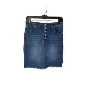 Highway jeans blue button up skirt raw hem women's junior's size 5/6